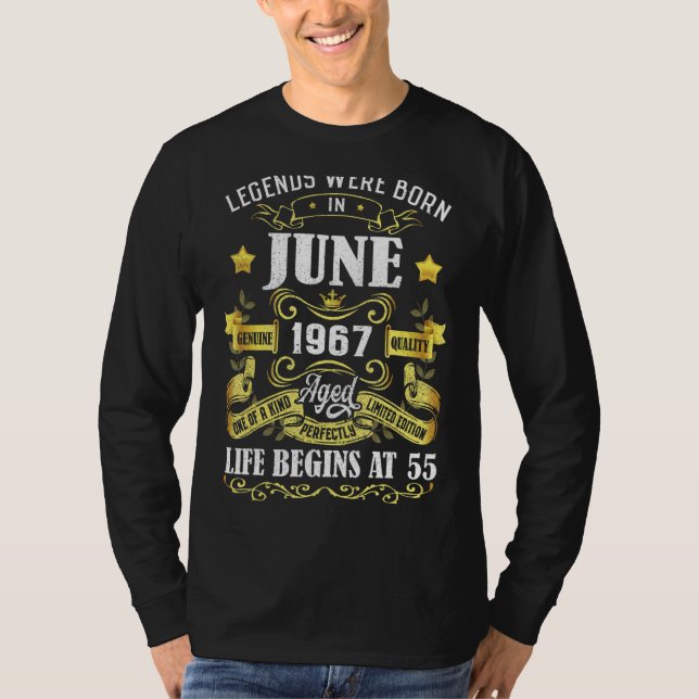 Camiseta Nacieron Leyendas En Junio De 1967 55º Cumpleaños (Anverso)