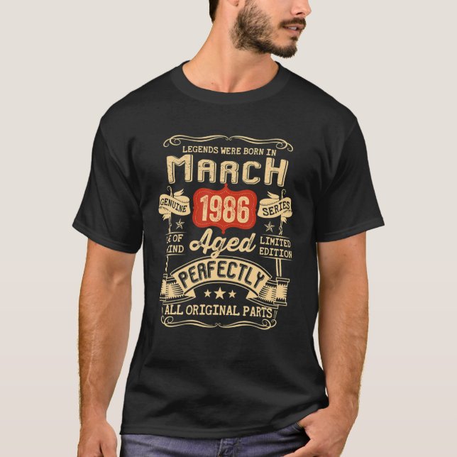 Camiseta Nacieron leyendas en marzo de 1986 36º cumpleaños  (Anverso)