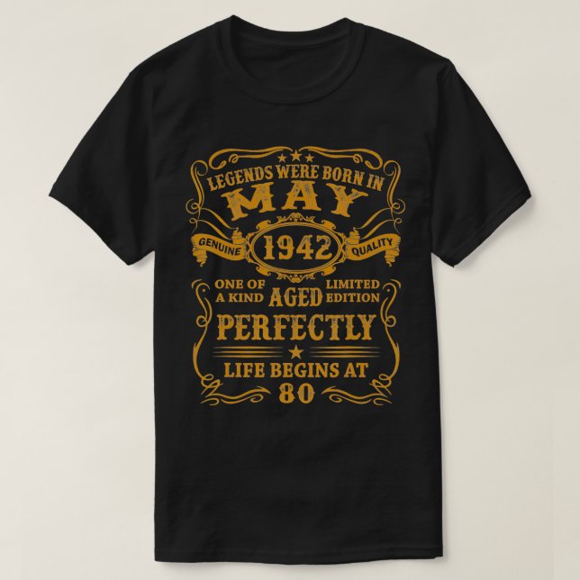Camiseta Nacieron Leyendas En Mayo De 1942 Nacimiento De 80 (Diseño del anverso)