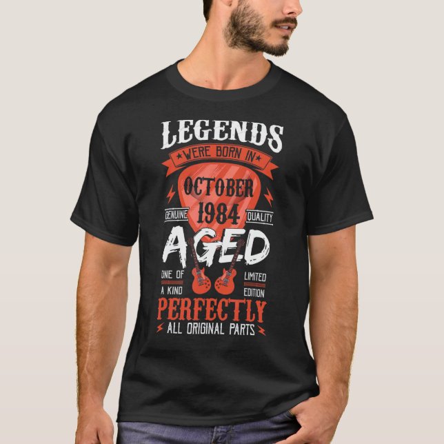 Camiseta Nacieron Leyendas En Octubre De 1984 Púa de guitar (Anverso)