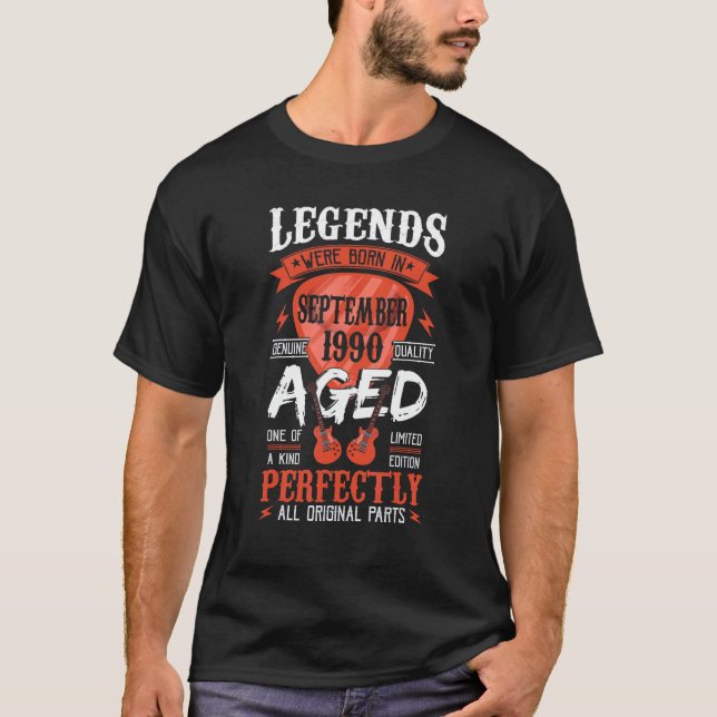 Camiseta Nacieron Leyendas En Septiembre De 1990 Púa de gui (Anverso)