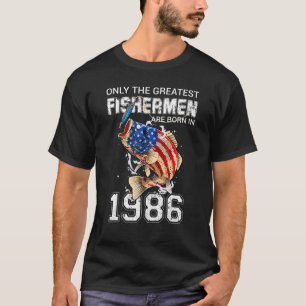 Camiseta Nacieron Pescadores En 1986, Pescando Bandera Esta