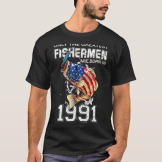 Camiseta Nacieron Pescadores En 1991 Pescando Bandera Estad