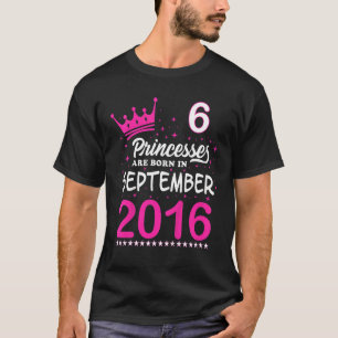 Camiseta Nacieron princesas rosadas de cumpleaños 6 niños e
