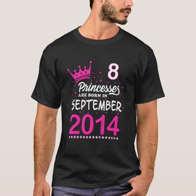Camiseta Nacieron princesas rosadas de cumpleaños 8 niños e (Anverso)
