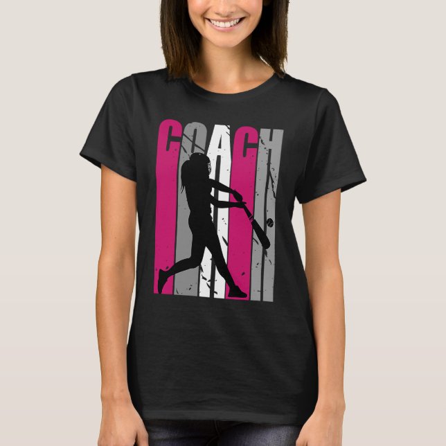 Camiseta Nacimiento Béisbol Entrenador Rosa Mujeres Hija Re (Anverso)