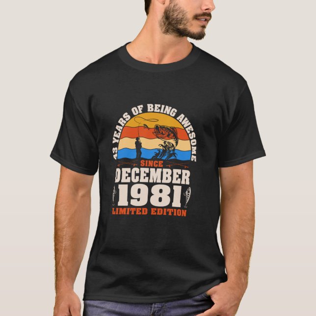 Camiseta Nacimiento de 43 años de pescadores retro cumpleañ (Anverso)