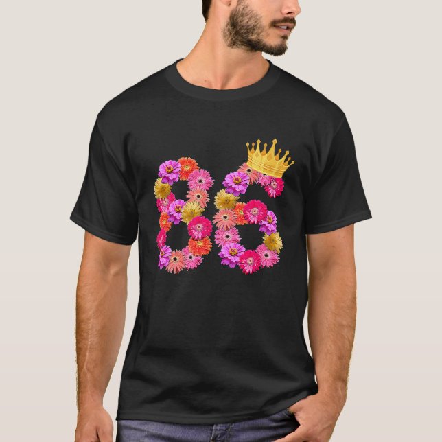 Camiseta Nacimiento de las mujeres de 86 años Corona de flo (Anverso)