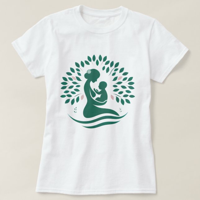 Camiseta Nacimiento de silueta de árbol madre y bebé, regal (Diseño del anverso)