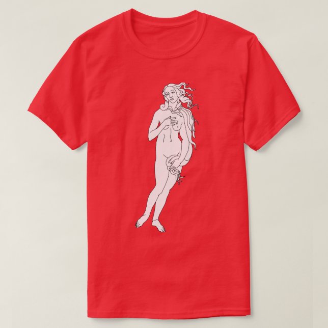 Camiseta Nacimiento de Venus Sandro Botticelli Black Line A (Diseño del anverso)