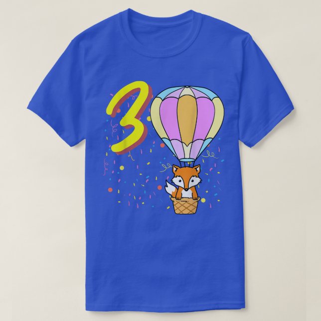 Camiseta Nacimiento de Zorro de Globo de 3 Años (Diseño del anverso)