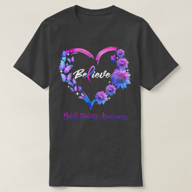 Camiseta Nacimiento Defectos Conciencia Corazón Mariposa Gi (Diseño del anverso)