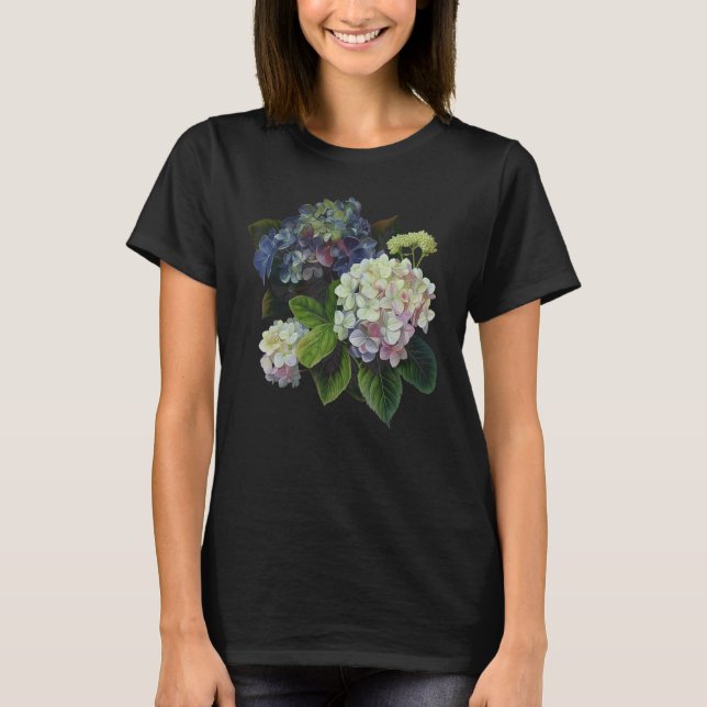 Camiseta Nacimiento Mes Hidrangea Flores (Anverso)