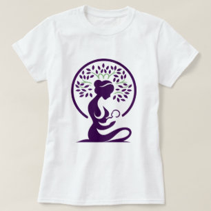 Camiseta Nacimiento morado de silueta de árbol madre y bebé