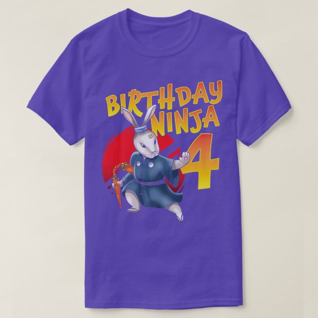 Camiseta Nacimiento Ninja Bunny 4 Año Cuarto cumpleaños Nac (Diseño del anverso)