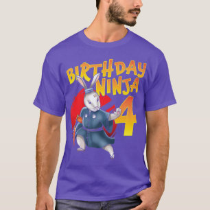 Camiseta Nacimiento Ninja Bunny 4 Año Cuarto cumpleaños Nac