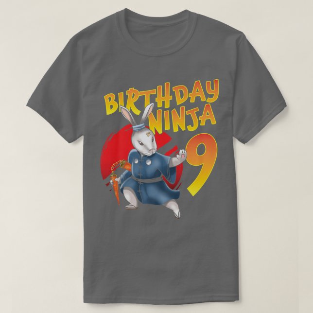 Camiseta Nacimiento Ninja Bunny 9 Año Noveno Día Nacido 201 (Diseño del anverso)
