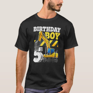 Camiseta Nacimiento Niño 5ª Excavadora de Cumpleaños Constr