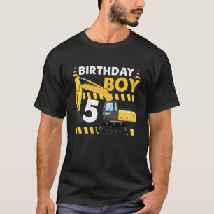 Camiseta Nacimiento Niño 5ª Excavadora de Cumpleaños Constr