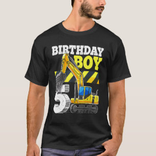 Camiseta Nacimiento Niño 5ª Excavadora de Cumpleaños Constr