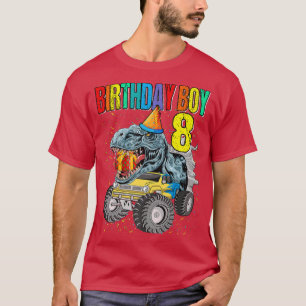 Camiseta Nacimiento Niño 8 Monstruo Camión Dinosaurio 8 Cum