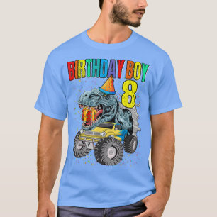 Camiseta Nacimiento Niño 8 Monstruo Camión Dinosaurio 8 Cum