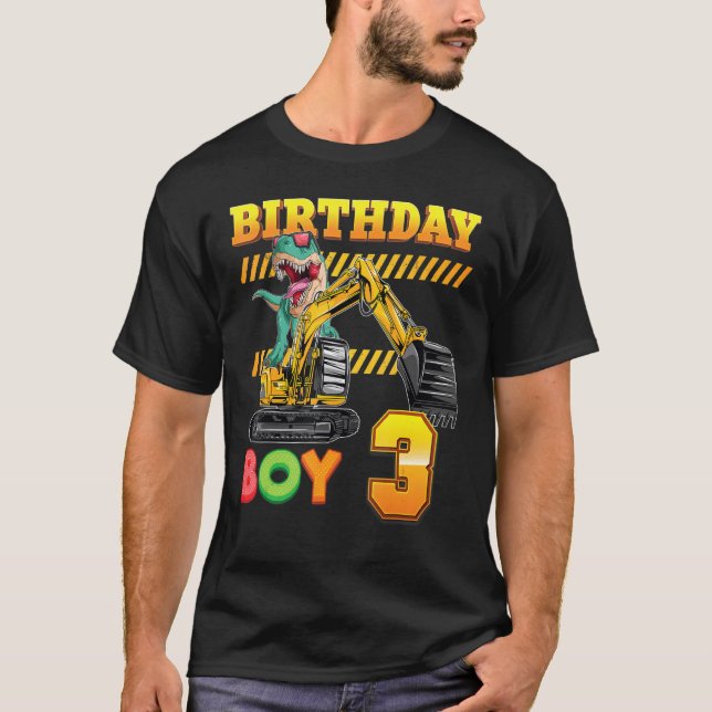 Camiseta Nacimiento Niño de 3 años de edad 3er Excavador Di (Anverso)