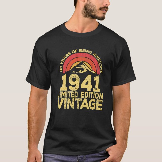 Camiseta Nacimiento retro legendario de 80 años (Anverso)