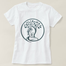 Camiseta Nacimiento simple de silueta en árbol madre y bebé