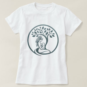Camiseta Nacimiento simple de silueta en árbol madre y bebé