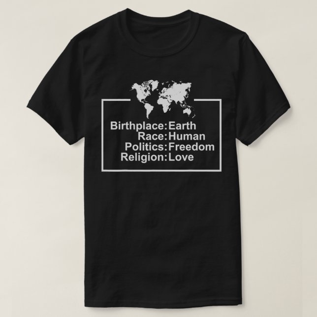 Camiseta Nacimiento Tierra Raza Libertad Humana Amor Paz Gi (Diseño del anverso)