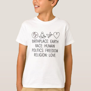 Camiseta Nacimiento Tierra Raza Política Humana Amor por la