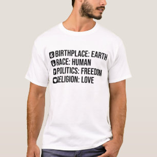 Camiseta Nacimiento Tierra raza Política Humana Regalo de 