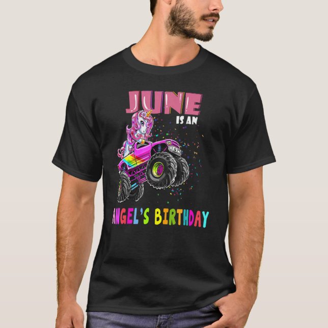 Camiseta Nació el disfraz de cumpleaños de Ángel, unicornio (Anverso)