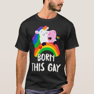 Camiseta Nació este gay arcoiris unicornio diversión del or
