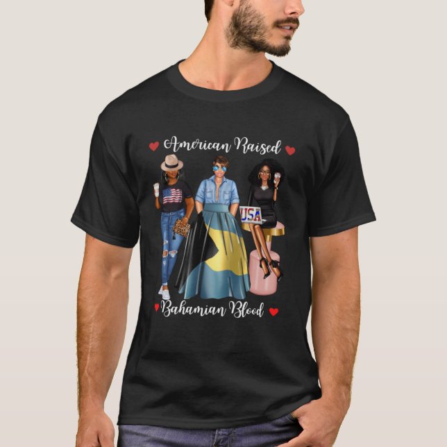 Camiseta Nació la mitad de bahameña mitad estadounidense (Anverso)