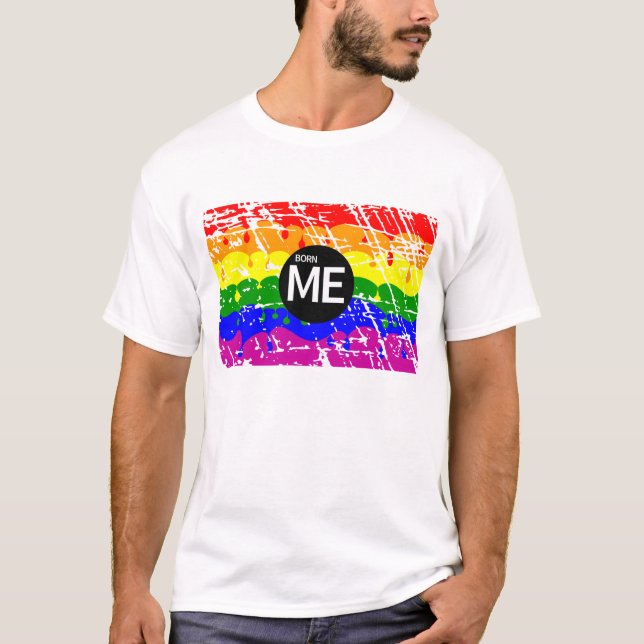 Camiseta Nació la pintura de la bandera del Orgullo LGBT (Anverso)