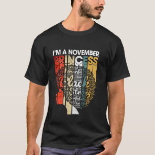 Camiseta Nació Princesa Negra Chica De Cumpleaños En Noviem