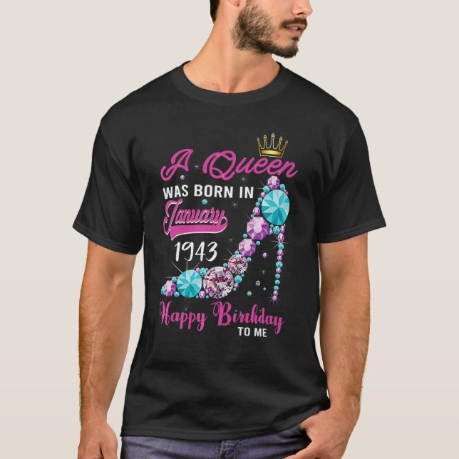 Camiseta Nació una reina en enero de 1943 80º cumpleaños 1 (Anverso)