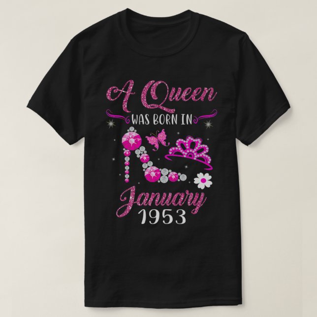 Camiseta Nació una reina en enero de 1953 68º cumpleaños Gi (Diseño del anverso)