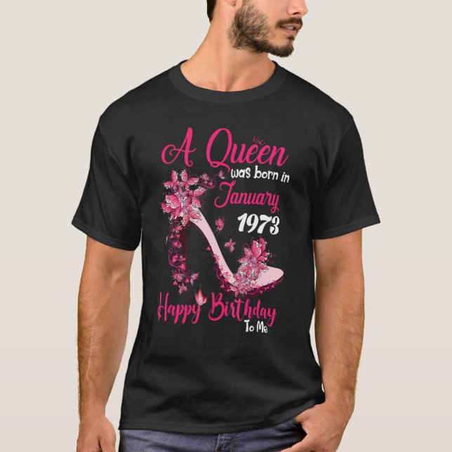 Camiseta Nació Una Reina En Enero De 1973 Con Un Tono De Má (Anverso)