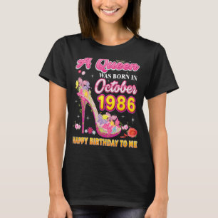 Camiseta Nació Una Reina En Octubre De 1986 Feliz Cumpleaño