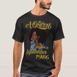 Camiseta Nació una reina en septiembre de 1986, cumpleaños 