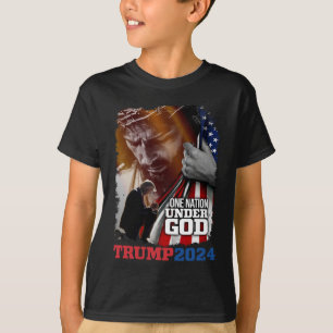 Camiseta Nación bajo Dios Presidente Trump 2024 América Chr
