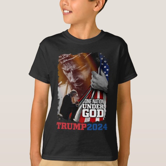 Camiseta Nación bajo Dios Presidente Trump 2024 América Chr (Anverso)