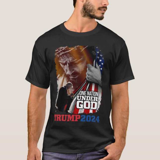 Camiseta Nación bajo Dios Presidente Trump 2024 América Chr (Anverso)