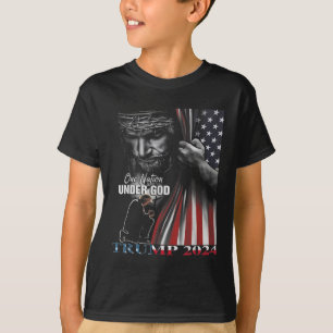 Camiseta Nación bajo Dios Trump 2024 Dios Bandera Americana