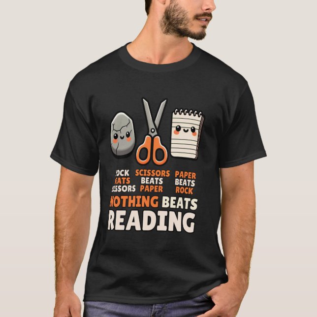 Camiseta Nada supera a Rock Paper Scissors para leer libros (Anverso)