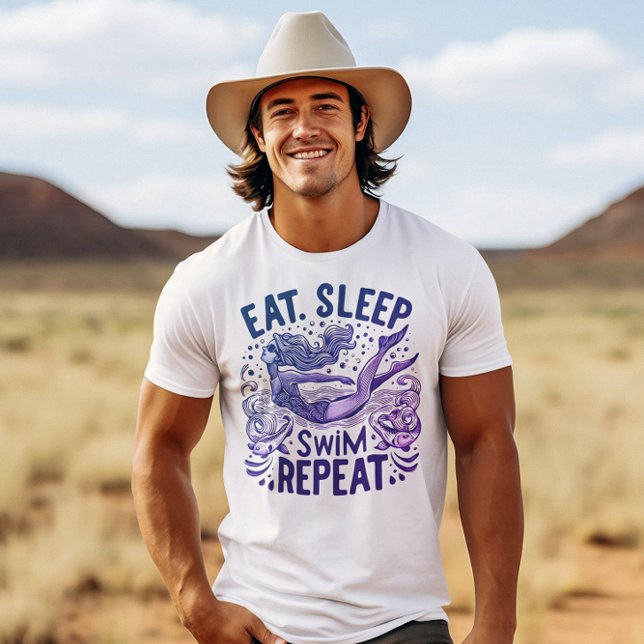 Camiseta Nadador Encantador: Coma Sueño Bañado Repita (Subido por el creador)
