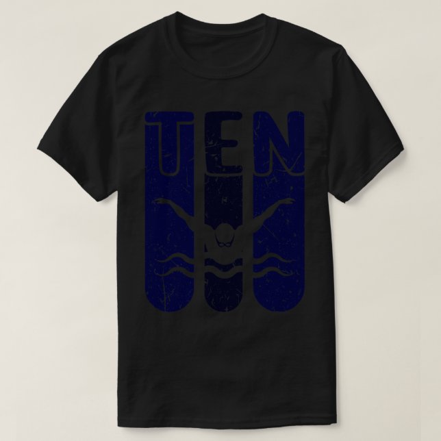 Camiseta Nadadora 10.º Cumpleaños Natación (Diseño del anverso)